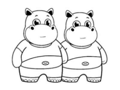 卡通双河马图形